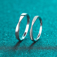 [COD]925 เงินแท้ของขวัญวันวาเลนไทน์แหวนคู่แหวน Moissanite แหวนคู่ uni Christmas Gift