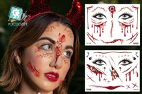 158x158mm แทททูติดหน้า แทททูฮาโลวีน แทททูผี รอยสัก ฮาโลวีน น่ารัก น่ากลัว Halloween Easy Face Tattoo Removeable