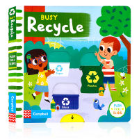 Busy series of busy operation books for environmental protection organs English original picture book busy recycle garbage recycling push-pull sliding mechanism paperboard book 0-1-3-6-year-old childrens Enlightenment game toy book early education