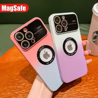 CrashStar เคสโทรศัพท์ซิลิโคนนิ่มไล่ระดับสีพร้อมฟิล์มเลนส์ฟิล์ม MagSafe สำหรับ iPhone 14 Pro Max Plus 13 12 11 Pro Max เคสโทรศัพท์ชาร์จไร้สายพร้อมโลโก้รูกันกระแทกฝาครอบโทรศัพท์พร้อมเลนส์คลุมทั้งหมดป้องกันกล้องขายดี