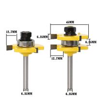 2Pcs 6.35Mm Shank Joint Assembly Router Bit Set 1 / 4 Stock Wood Cutting Tool Design Woodworking Milling Cutter