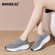 Dosreal Thoáng Khí Wedge Sneaker Nữ Bán Hàn Quốc Nữ Trơn Trượt Trên Kéo