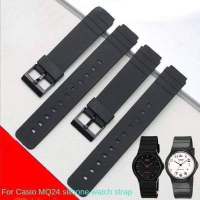 Silicone Watch Strap for Casio 1330 MQ-24 MQ-58 Mw59 Raised Mouth Internet Celebrity Small Black Watch Rubber Watch Band 16mm