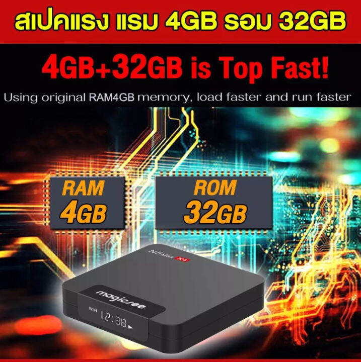 มาใหม่กล่องแอนดรอยด์ทีวี-8k-แรงที่สุดแห่งปี-2022-android-tv-box-n5-max-x4-แรม4gb-32gb-amlogic-ใหม่-s905x4-android-11-รองรับแลน-100-m