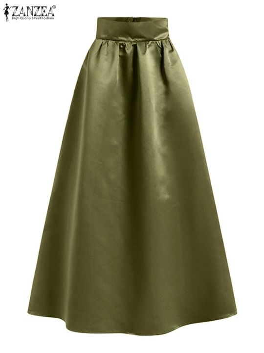 zanzea-เสื้อคลุมยาวสำหรับผู้หญิง-กระโปรงซาตินฤดูใบไม้ร่วงเดรสเอวสูงสีทึบทรงเอยาวถึงพื้นหรูหราชุดลำลองย้อนยุคโอเวอร์ไซส์