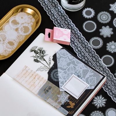 50 pcspack White lace transparent Cute Boxed Kawaii Decoration Stickers Planner Scrapbooking Stationery Japanese Diary Stickers