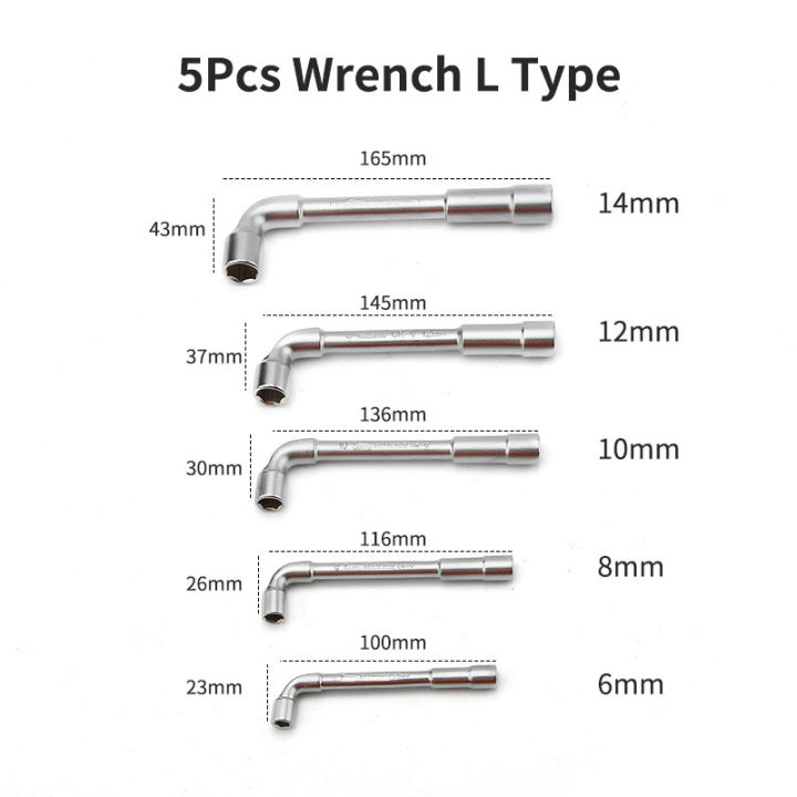 5pcs-crv-frosted-surface-wrench-l-type-7-shaped-perforation-elbow-double-head-hexagon-socket-wrench-set-6-8-10-12-14mm