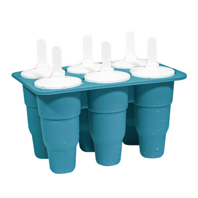 Sanwood ไม้พาย®1ชุดแม่พิมพ์ไอศกรีมซิลิโคนแบบไม่ติด,เครื่องทำน้ำแข็งแช่แข็งน้ำผลไม้6ช่องแบบพับเก็บได้สำหรับเด็กที่ไม่ติด