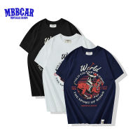 MBBCAR 2023เสื้อโปโลผ้าฝ้าย200G สำหรับผู้ชาย,เสื้อยืดแขนแขนสั้นคอกลมพิมพ์ลายภาษาอังกฤษสำหรับฤดูร้อน