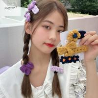 QLMYKP สง่างาม หวาน ตุ๊กตาดอกไม้ Fix Fringe Barrette คลิป BB หรูหรา โค้งคำนับ สไตล์เกาหลี กิ๊บติดผม กิ๊บติดผมดอกไม้ถัก คลิปหน้าม้า