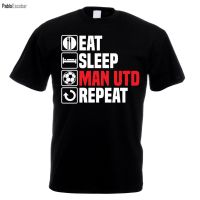 Summer new fashion mens T-shirt Eat Sleep Man Utd T Shirt casual cotton top black