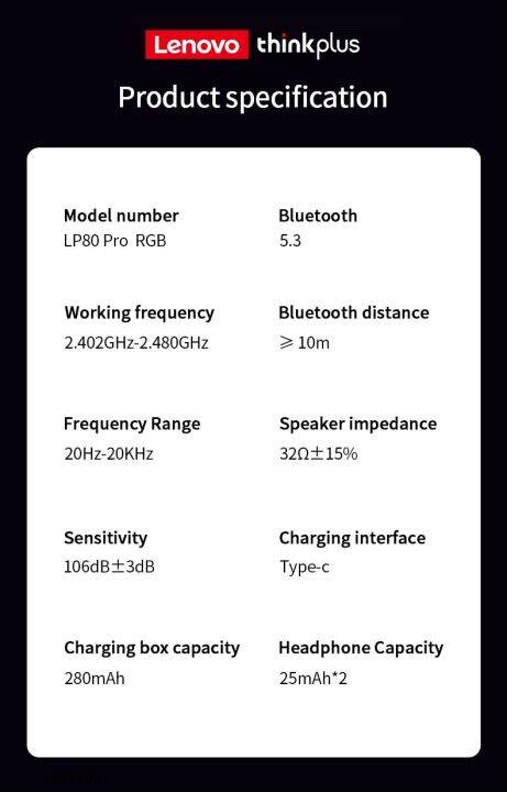 ชุดหูฟังโฮสต์คู่-hifi-หูฟังไร้สายบลูทูธหูฟัง-tws-ของแท้จาก-lp80-pro-ไฟ-rgb-หูฟังลดเสียงรบกวน