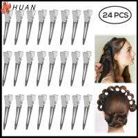 HUAN 24PCS เครื่องมือทำผม ไม่มีรอยพับ จัดแต่งทรงผม คลิปแต่งหน้า ไม่มีรอยต่อ กิ๊บติดผม ไม่มีโค้ง