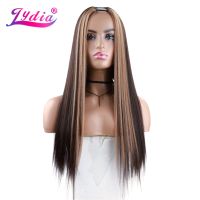 Lydia Long Silky Straight U Part Natural Mixed 4/27 Color Hair Wigs Heat Resistant Synthetic 20Inch For Women Ladies Daily [ Hot sell ] TOY CENTER