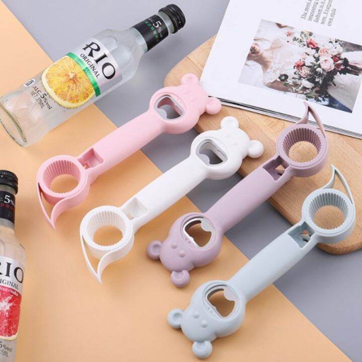 Multifunctional 4 in 1 Bottle Opener, Four in One Beer Bottle Opener,  Kitchen Tool for Jelly Jars, Wine, Beer and Other, Protect the Nail