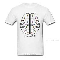 Geek 2018 Men Crew Neck T-Shirt Human 2.0 - Brain Circuit Novelty Cartoon Design MenS T-Shirts Cotton Cool Clothing 【Size S-4XL-5XL-6XL】