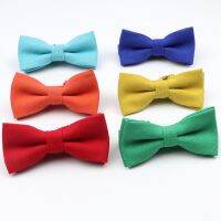 Colorful Kids Linen Bow Tie Solid Color Classic Smooth Flexible  Bowtie Tuxedo Butterfly Wedding Party Dinner Gift Accessory Boys Clothing