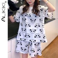 □❇℡ Thin Women 39;s Sleepwear Cute Cartoon Print Shorts Pijama Set Pajamas Night Wears For Women Pyjama Suit Girls Summer Nightgown