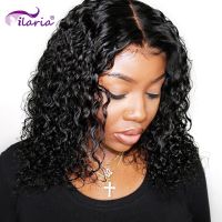 Ilaria Short Curly Lace Front Human Hair Wigs For Black Women 13x6 Brazilian Remy Hair Bob Wigs With Bady Hair Pre Plucked Wigs Gift ของขวัญ