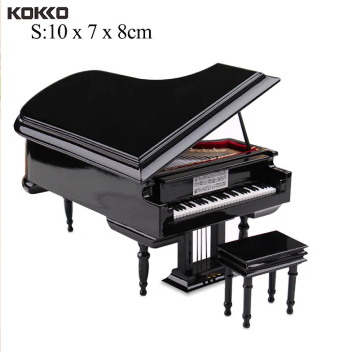 Đồ Trang Trí Mô Hình Đàn Piano Lớn Mini Hộp Da Đen Giao Hàng Tận Nơi + Ghế Đàn Piano
