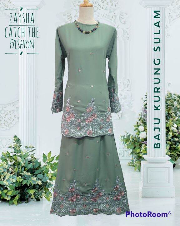 BAJU KURUNG SULAM COMO CREPE | Lazada