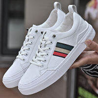 Men Shoes 2021 Genuine Leather Fashion Luxury Designer White Men’s Striped Vulcanized Shoes Lace-up Women Casual Shoes Sneakers