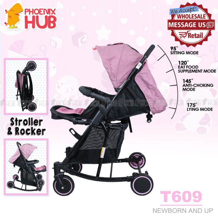Phoenix Hub Baby Stroller Rocker Pocket Travel Stroller T609 Folding Convertible for Baby 0 to 3