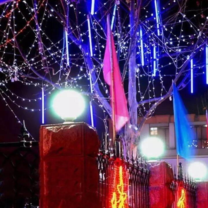 Warm white Meteor Shower Rain Lights Outdoor Waterproof 8 Tubes 45cm