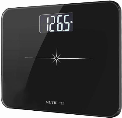 CAMRY NUTRI FIT Extra-Wide/Ultra-Thick Digital Body Weight Bathroom Scale with 3 Inch Large Easy Read Backlit LCD Display Max Capacity 400lb Step-on Technology, Black