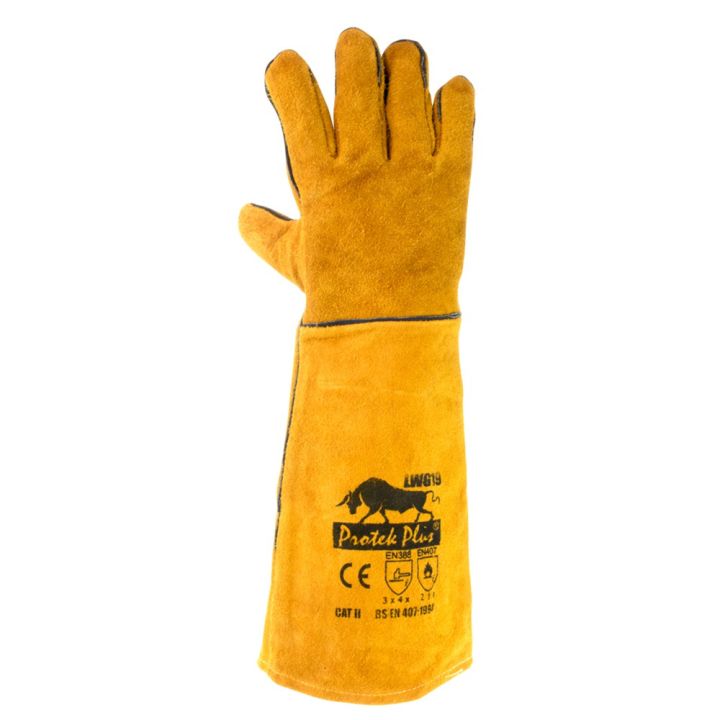 l-amp-k-ขายดี-ถุงมือหนังงานเชื่อม-ป้องกันความร้อน-สีน้ำตาลเหลือง-ยาว-13-5-นิ้ว