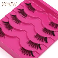 YOKPN Half False Eyelashes Natural Crisscross Messy Thick Soft Fake Eyelashes 100 Handmade Transparent Stems Makeup Lashes