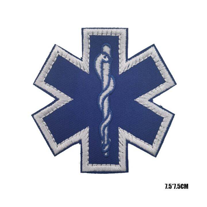 star-of-life-embroidery-patches-rescue-medical-save-lives-paramedic-badge-armband-tactical-army-military-cloth-stickers-adhesives-tape