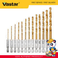 Vastar 13 ชิ้นไทเทเนียมเคลือบเหล็กโลหะเหล็กอ่อนไฮสปีดบิดสว่านตั้งโลหะอุปกรณ์เครื่องมือไฟฟ้า 1/4 HEX S hank