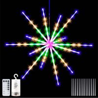 Christmas Decor LED String Lights Firecracker Hanging Starburst Lamp DIY Firework Stream Lights Garland Remote Twinkle Lights