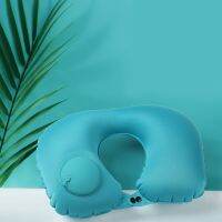 Press the inflatable pillow travel outdoor U-shaped pillow neck pillow nap pillow milk silk inflatable pillow1/pc Travel pillows