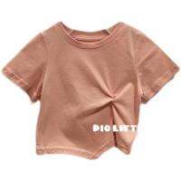 [ส่งของ]Girls short-sleeved T-shirt summer 2023 new style small and medium-sized childrens western style t-style Internet celebrity fried street baby Korean style summer top