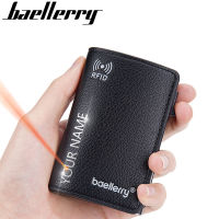 Baellerry ใหม่สั้น RFID ผู้ชายบัตรกระเป๋าสตางค์ฟรีชื่อแกะสลักมินิผู้ถือบัตรชายกระเป๋าขนาดเล็กผู้ชายป๊อปอัปกระเป๋าสตางค์คลิปเงิน