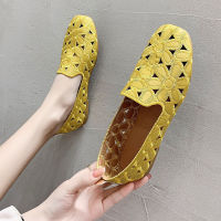 ขนาดใหญ่35-42สแควร์ Toe Loafers ผู้หญิง2022ใหม่รองเท้าผู้หญิงแบนด้านล่างนุ่มสบาย Peas รองเท้า