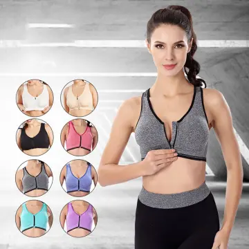 Sports Bras Adjustable Zip Front For Women With Full Coverage Removable  Padded Workout Bras High Impact Adjustable Strap