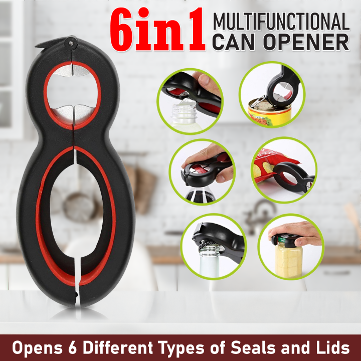 6 in 1 Multi Function Bottle Opener Tool Jar Opener Gripper Pull