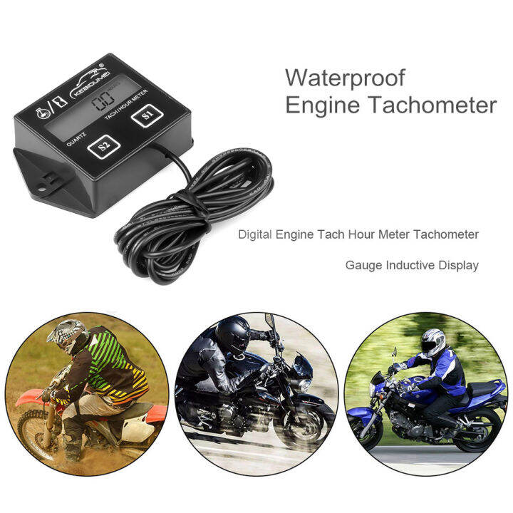 LCD Display Digital Tachometer Hour Meter Spark Plugs 2&4 Stroke Engine RPM Tacho Tach Gauge