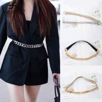 New Fashion Metal Chain Belts for Women Ladies Retro Stretch Waist Bands Gold Silver Chain Straps Dress Coat Waistband Decorations