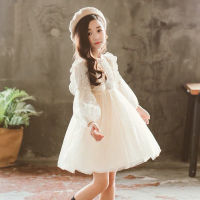 Spring Winter Girls Clothes Tulle Mesh Tutu Dresses Wedding Vestidos Childrens Dresses for Girls Long Sleeve Lace Party Dresses