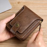 ZZOOI Vintage Small Mens Wallet Pu Leather Short Purse Men Hasp Zipper Clutch Solid Porte Feuille Hommes Porte Monnaie Homme