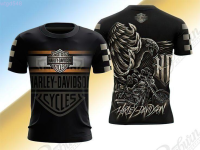 Edition (สต็อกเพียงพอ) Limited Harley-Davidson All Over Full 3D Black T-Shirt Size S-5XL 05คุณภาพสูง size:S-5XL