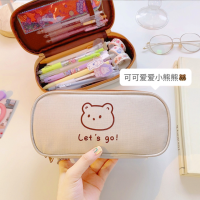 Cartoon Images Pencil Case Oxford Cloth Large-Capacity Student Simple INS Wind And Dirt Resistant Girl Heart Stationery Bag