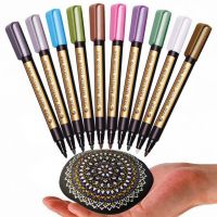 STA 10 Color Metallic Pen Permanent Marker Set Colored Paint Marker for Glass Rocks Card Ceramic CD Diy Scrapbooking Acrylic Pen Highlighters Markers