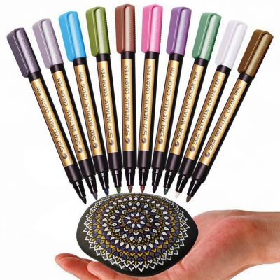 ชุดปากกาเคมีปากกาโลหะ10สีอุปกรณ์ทำระบายสีสำหรับแก้วหินการ์ดเซรามิกซีดีแบบทำมือปากกาอะคริลิคสมุดภาพ