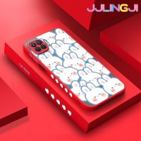 Jjlingji เคสสำหรับ OPPO A93 F17 Pro Reno 4F Reno 4 Lite เคสเต็มหน้าจอน่ารักมีน้ำค้างแข็งโปร่งใสกระต่ายด้านข้างแข็งขอบสี่เหลี่ยมกล้องปลอกซิลิโคนเคสนิ่มป้องกันการกระแทก