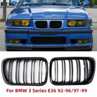 1 Pair Front Grilles For BMW 3 Series E36 1992-1999 Gloss Black Kidney Grill Replacement Racing Front Bumper Grilles